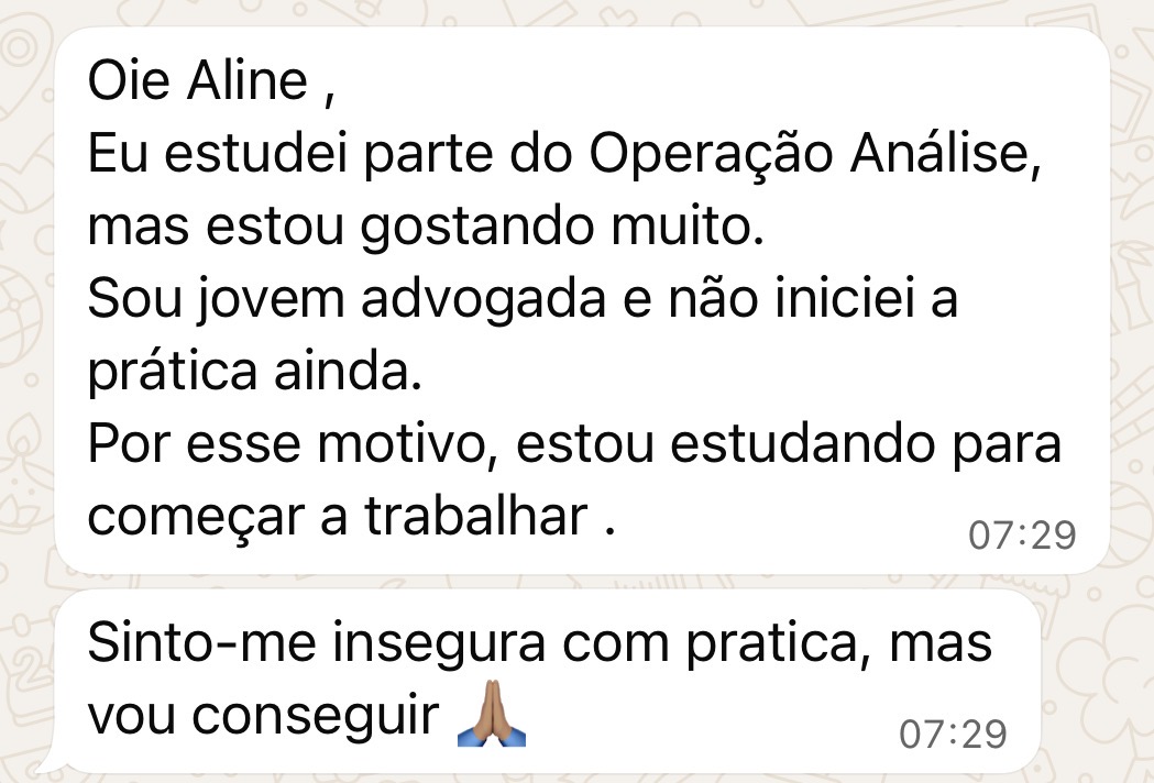 Depoimento de aluna do Operação Análise Previdenciária
